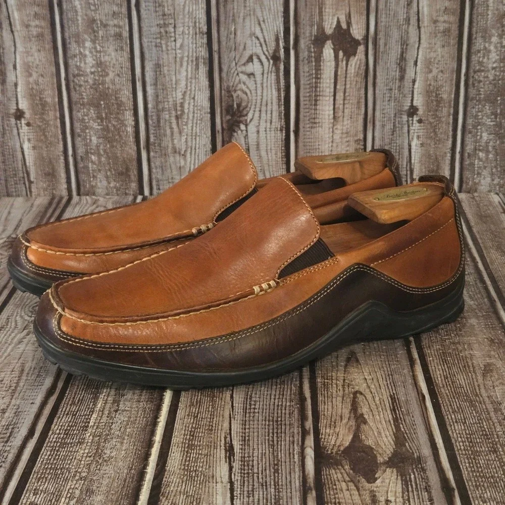 Sz 9 M Mens Cole Haan Tucker Venetian Brown Leather Vibram Sole Loafers Shoes